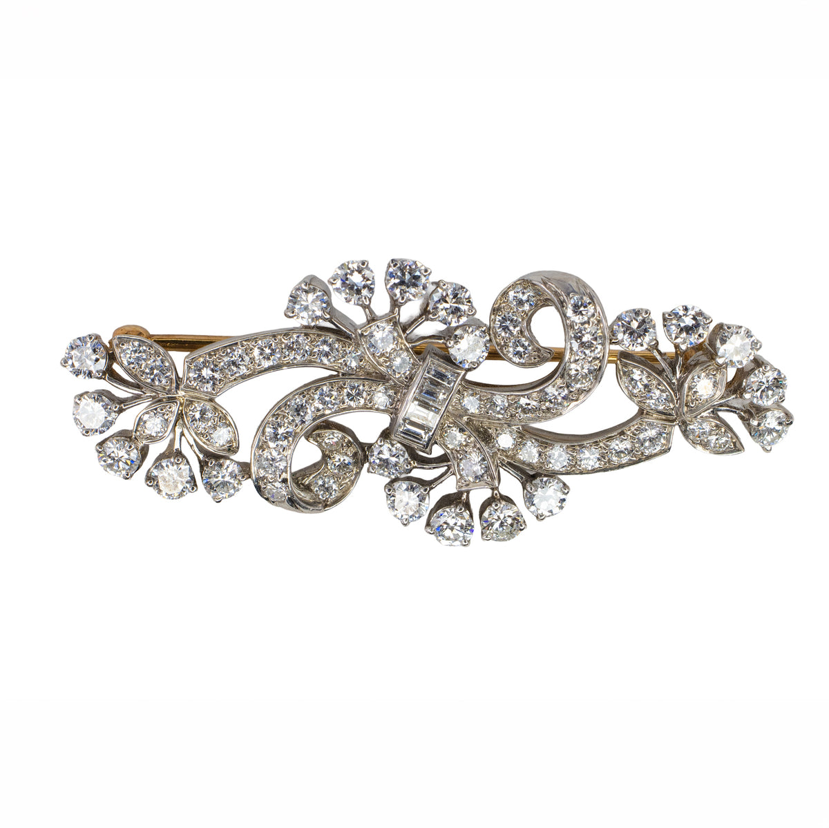 Tiffany & Co. Circa 1910 Platinum & Diamond Swirl Ribbon Brooch