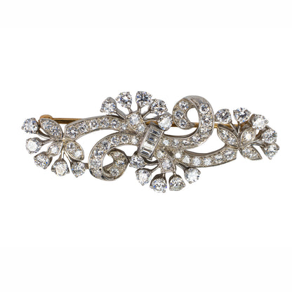 Tiffany & Co. Circa 1910 Platinum & Diamond Swirl Ribbon Brooch