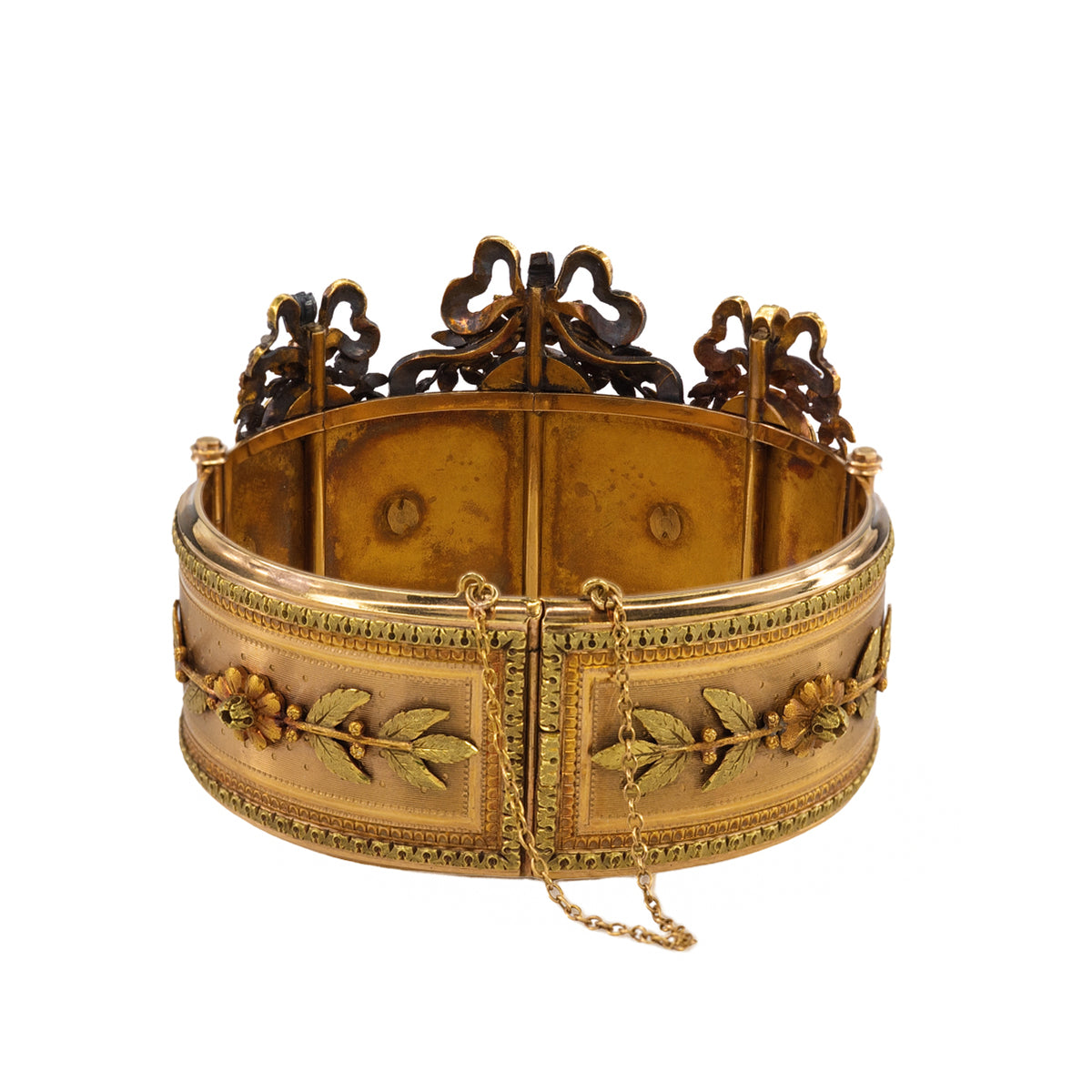 Antique Victorian Enamel and Diamond Panel Bracelet
