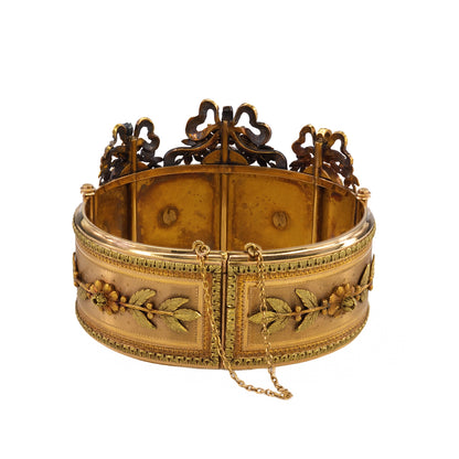 Antique Victorian Enamel and Diamond Panel Bracelet