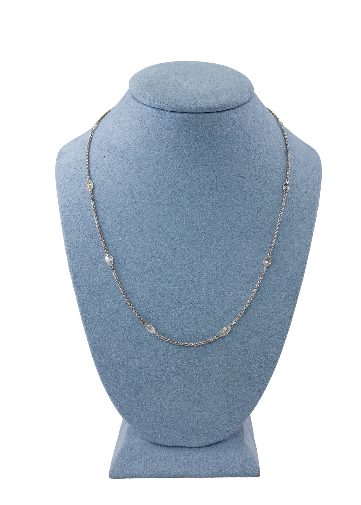 White Gold Marquise Diamond By the Yard Necklace