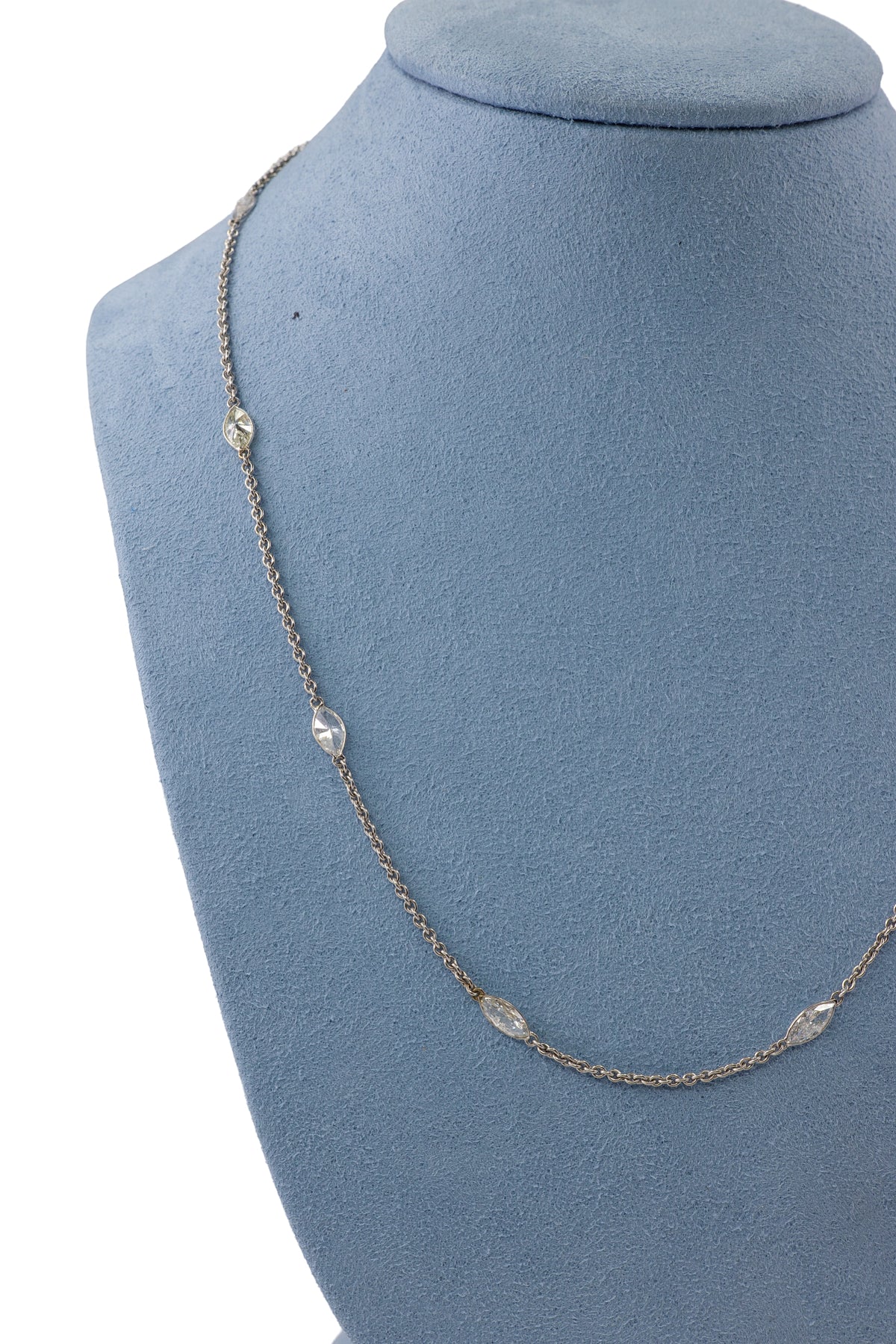 White Gold Marquise Diamond By the Yard Necklace
