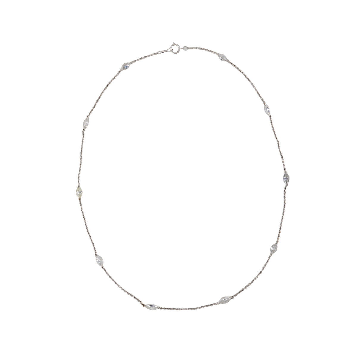 White Gold Marquise Diamond By the Yard Necklace