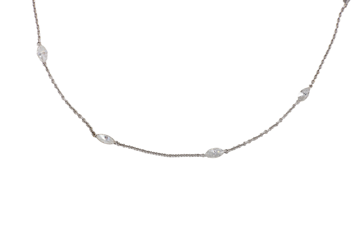 White Gold Marquise Diamond By the Yard Necklace