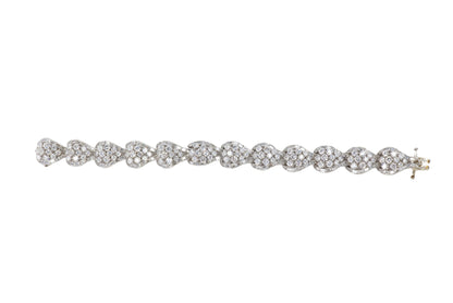 Platinum Wave Scroll Diamond Link Statement Bracelet