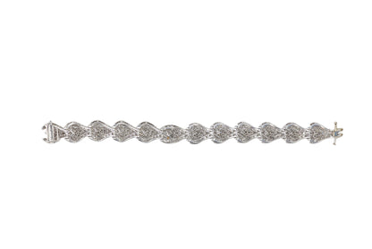 Platinum Wave Scroll Diamond Link Statement Bracelet