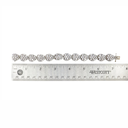 Platinum Wave Scroll Diamond Link Statement Bracelet