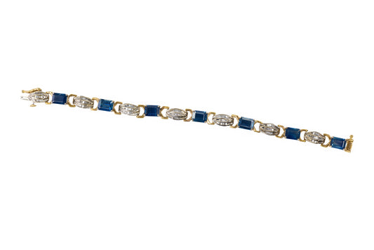 Baguette Cut Diamond & Sapphire Bracelet