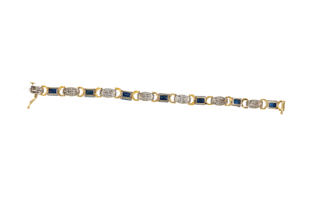 Baguette Cut Diamond & Sapphire Bracelet