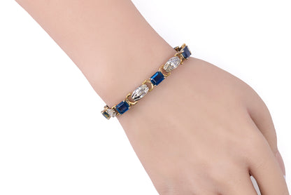 Baguette Cut Diamond & Sapphire Bracelet