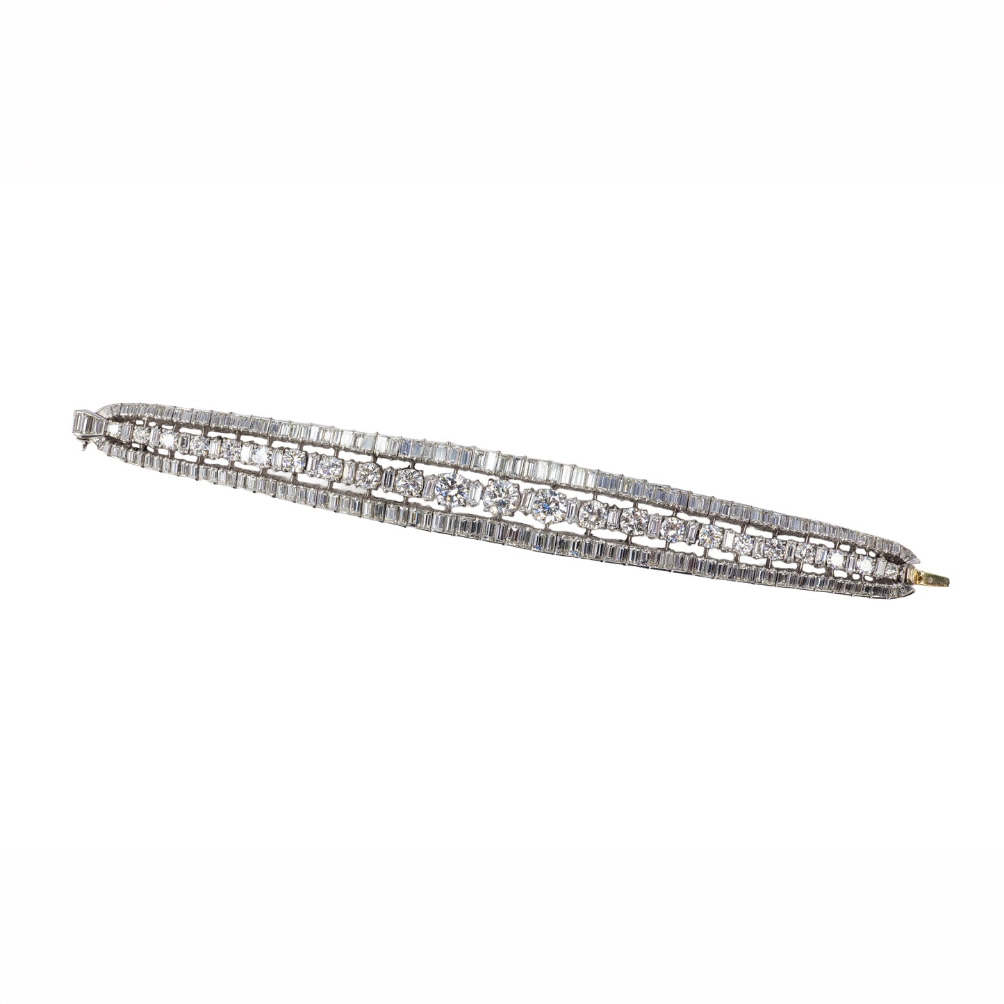 Platinum Round and Baguette Diamond High-Jewelry Bracelet