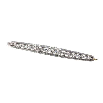 Platinum Round and Baguette Diamond High-Jewelry Bracelet