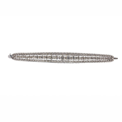 Platinum Round and Baguette Diamond High-Jewelry Bracelet