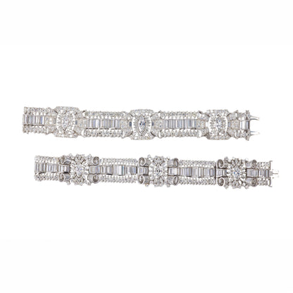 Pair of Platinum Art Deco Diamond bracelets
