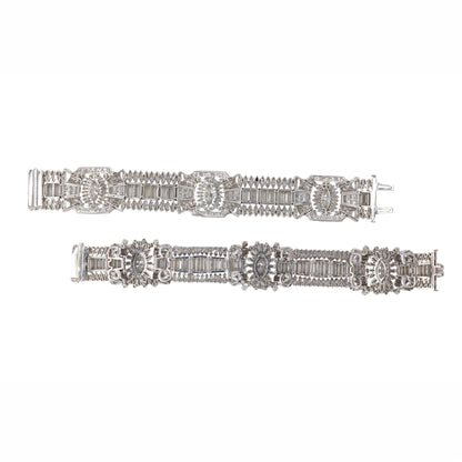 Pair of Platinum Art Deco Diamond bracelets