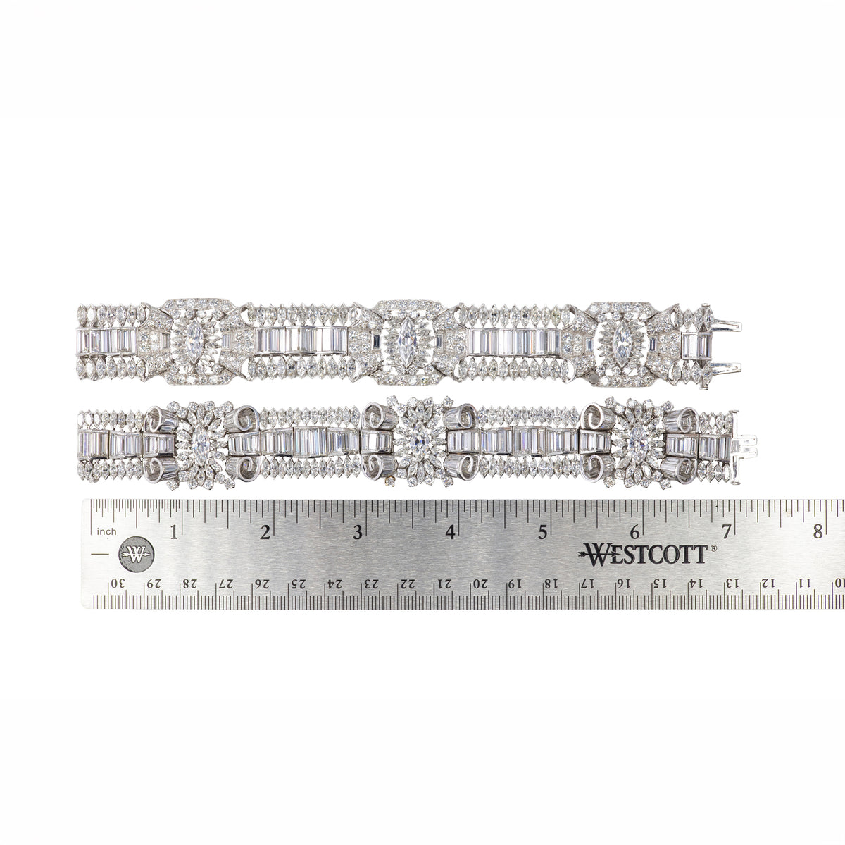 Pair of Platinum Art Deco Diamond bracelets