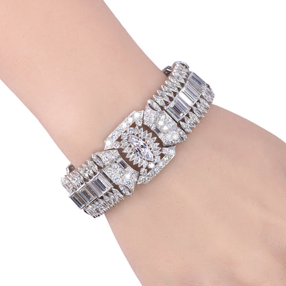 Pair of Platinum Art Deco Diamond bracelets