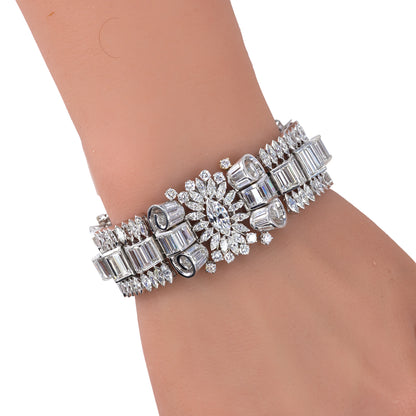 Pair of Platinum Art Deco Diamond bracelets