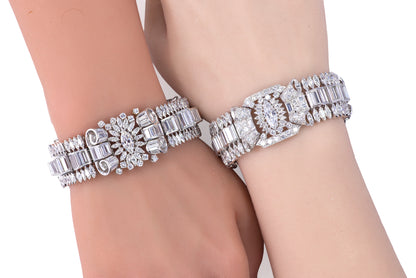 Pair of Platinum Art Deco Diamond bracelets