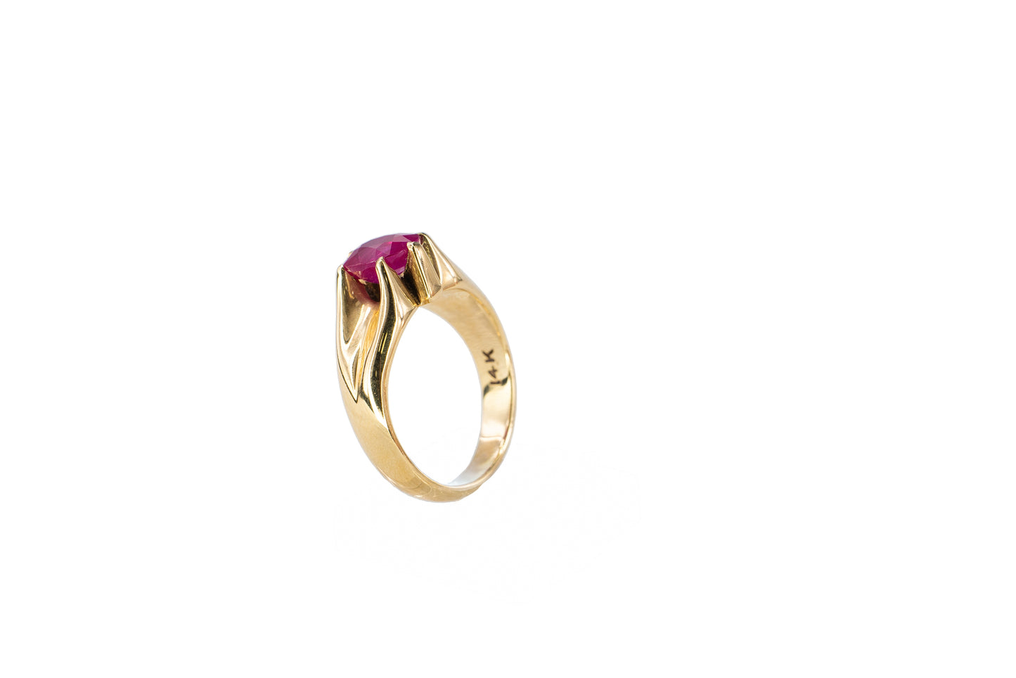 Yellow Gold Oval Ruby Solitaire Cocktail Ring