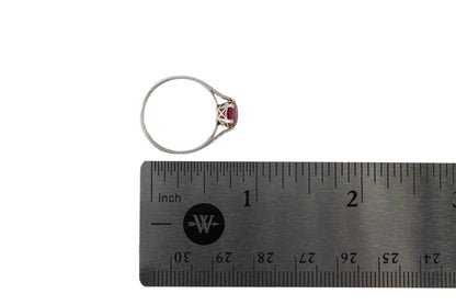 Platinum Oval Ruby Solitaire Ring with Diamond Accents