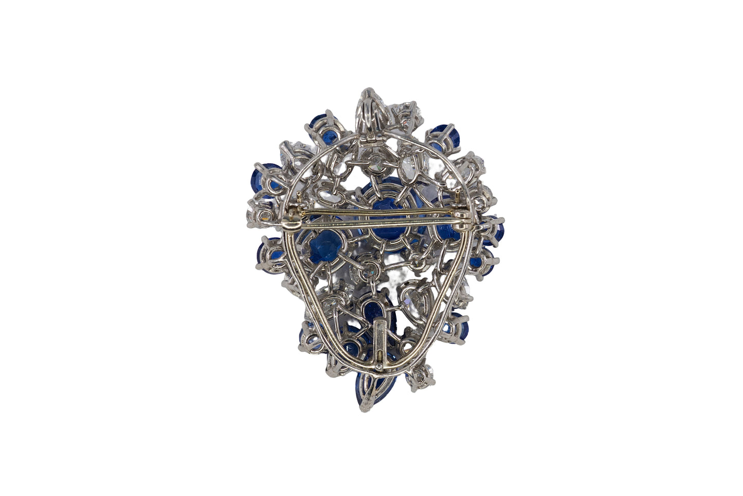 Oscar Heyman & Brothers Platinum Sapphire and Diamond Cluster Brooch
