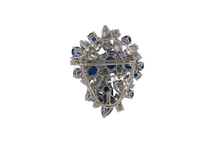 Oscar Heyman & Brothers Platinum Sapphire and Diamond Cluster Brooch