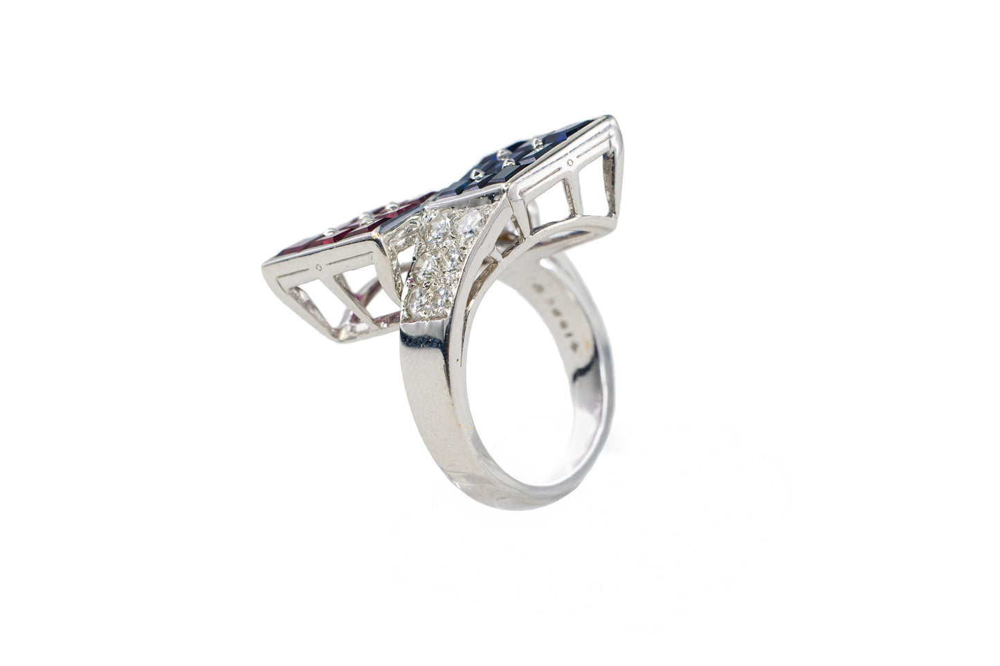 Oscar Heyman Bros Sapphire Ruby and Diamond Americana Ring