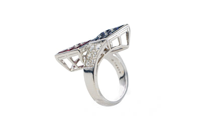 Oscar Heyman Bros Sapphire Ruby and Diamond Americana Ring
