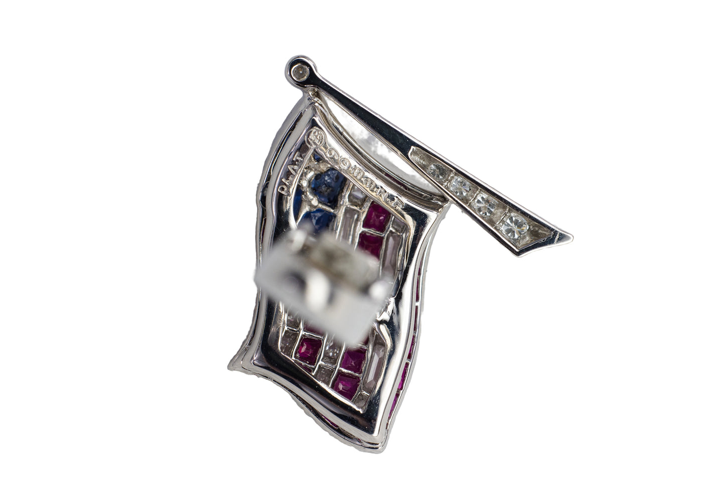 Oscar Heyman & Brothers Platinum Sapphire, Ruby, and Diamond American Flag Cufflinks