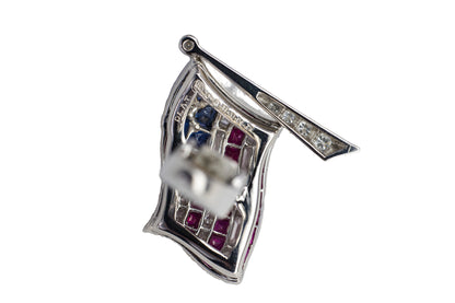 Oscar Heyman & Brothers Platinum Sapphire, Ruby, and Diamond American Flag Cufflinks