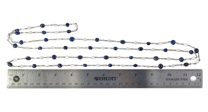 Sapphire, Opal, and Diamond Long Station Necklace