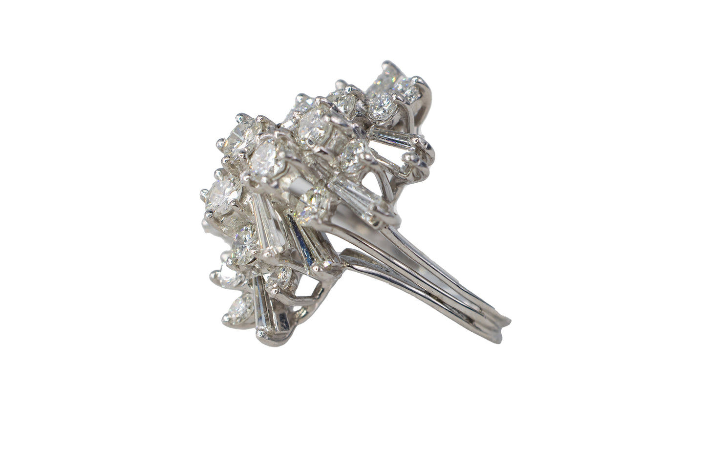 White Gold Diamond Cluster Spray Ring