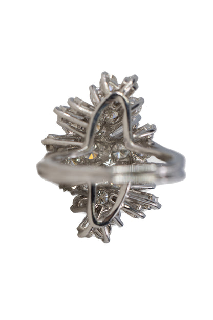 White Gold Diamond Cluster Spray Ring