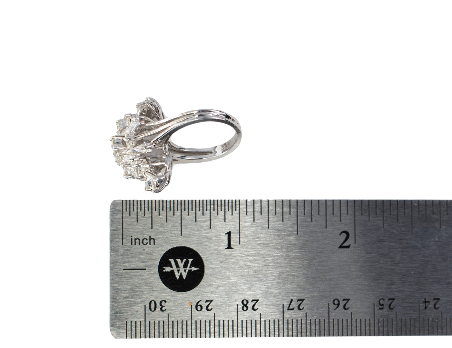 White Gold Diamond Cluster Spray Ring