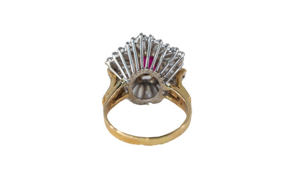 Emerald-Cut Ruby and Tapered Baguette Diamond Ballerina Ring