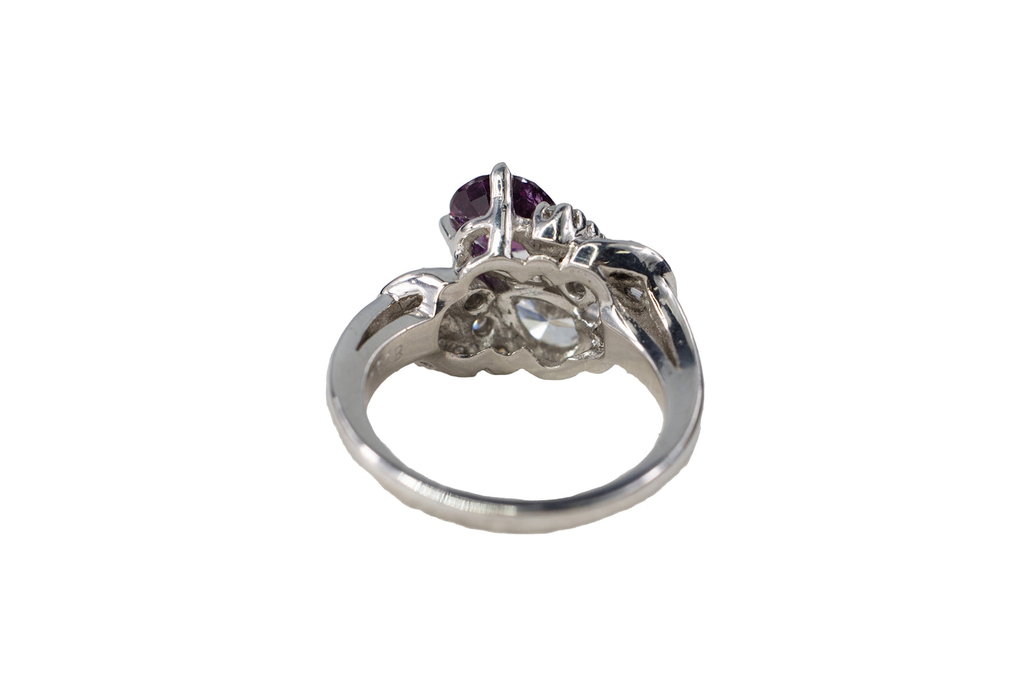 Pear-Shaped Ruby and Diamond Toi et Moi Bypass Ring