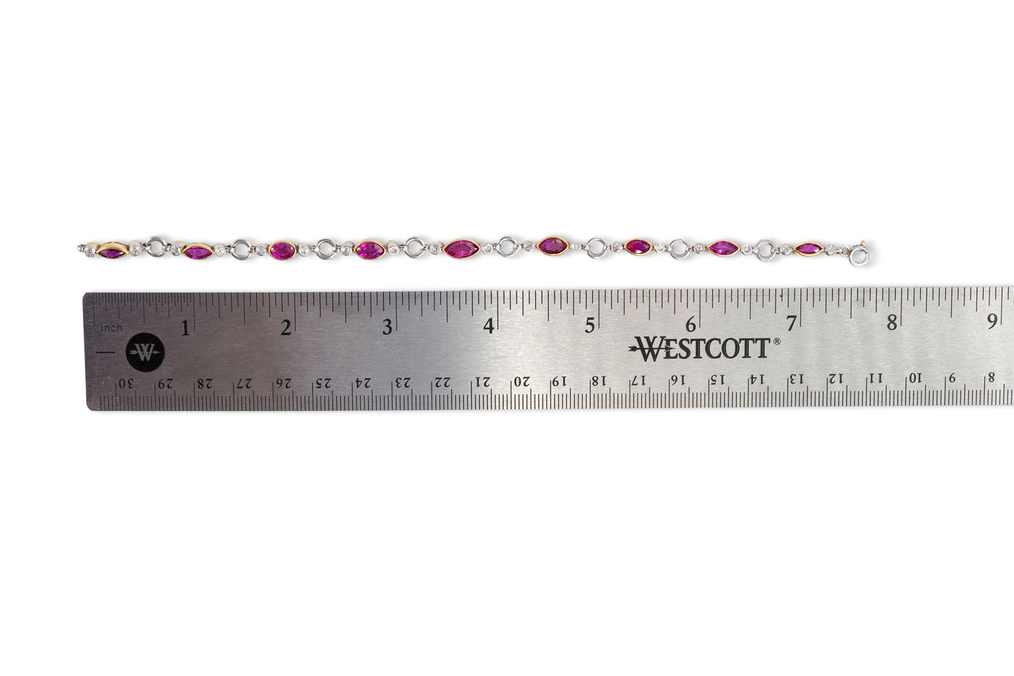 Marquise Ruby and Diamond Alternating Link Bracelet