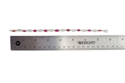 Marquise Ruby and Diamond Alternating Link Bracelet