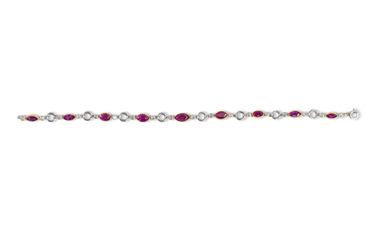 Marquise Ruby and Diamond Alternating Link Bracelet