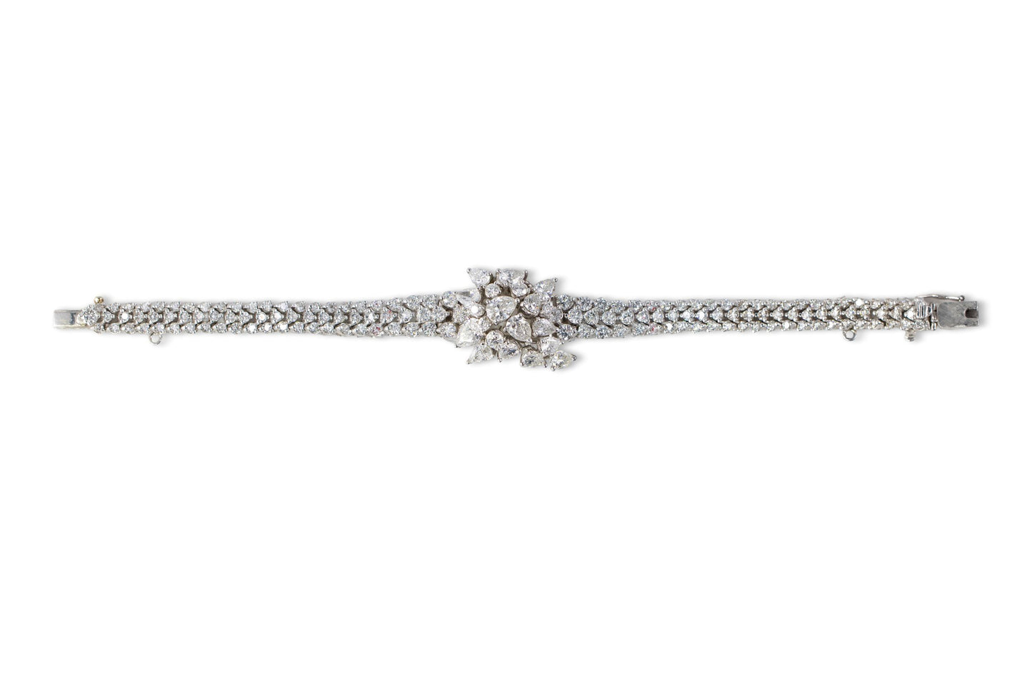 Floral Cluster and V-Link Diamond Bracelet