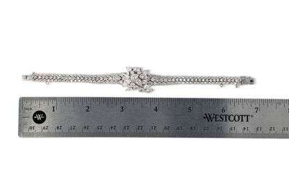 Floral Cluster and V-Link Diamond Bracelet