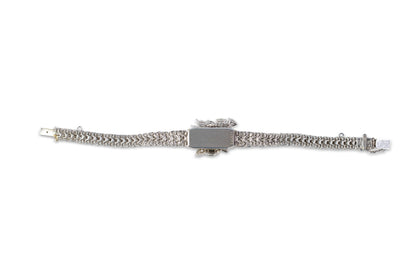 Floral Cluster and V-Link Diamond Bracelet
