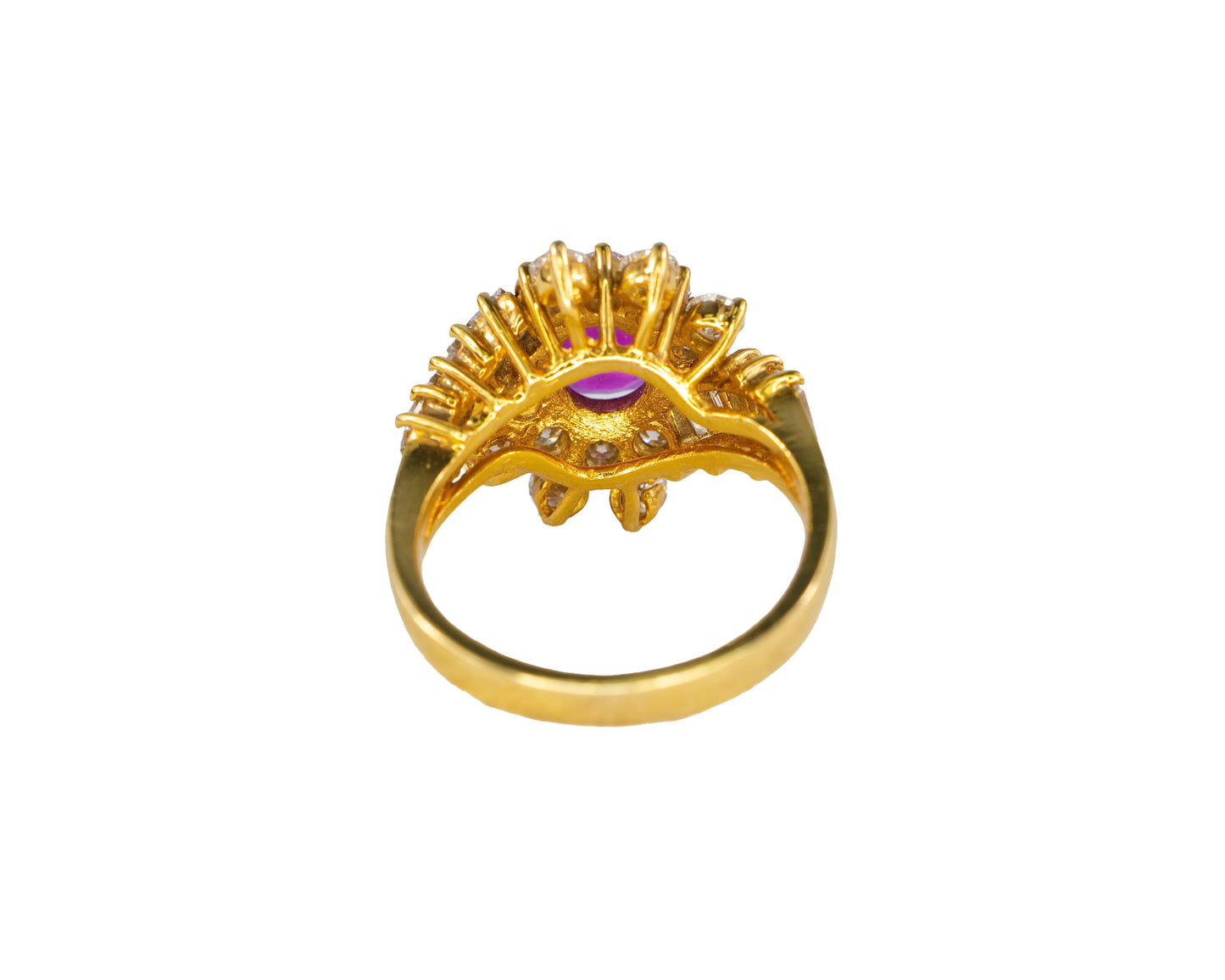 Ruby and Mixed-Cut Diamond Cluster Ballerina Ring
