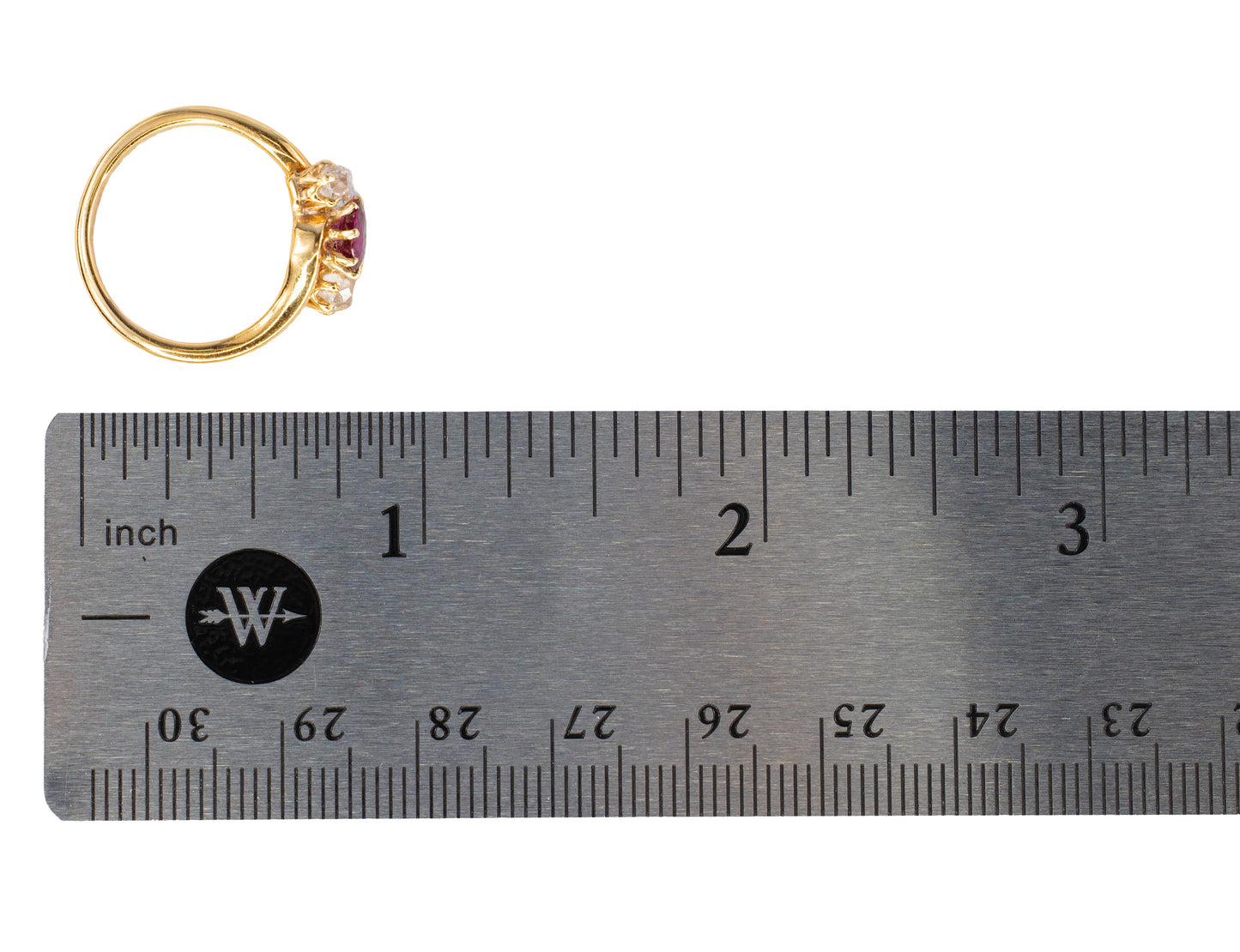 Ruby and Old Mine Cut Diamond Bypass Ring