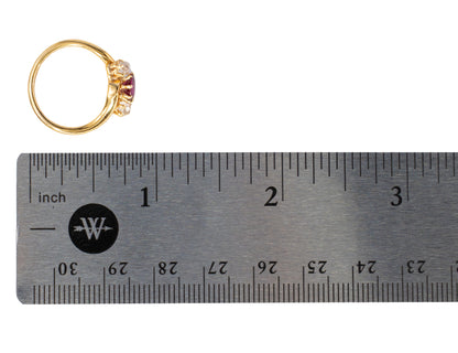 Ruby and Old Mine Cut Diamond Bypass Ring