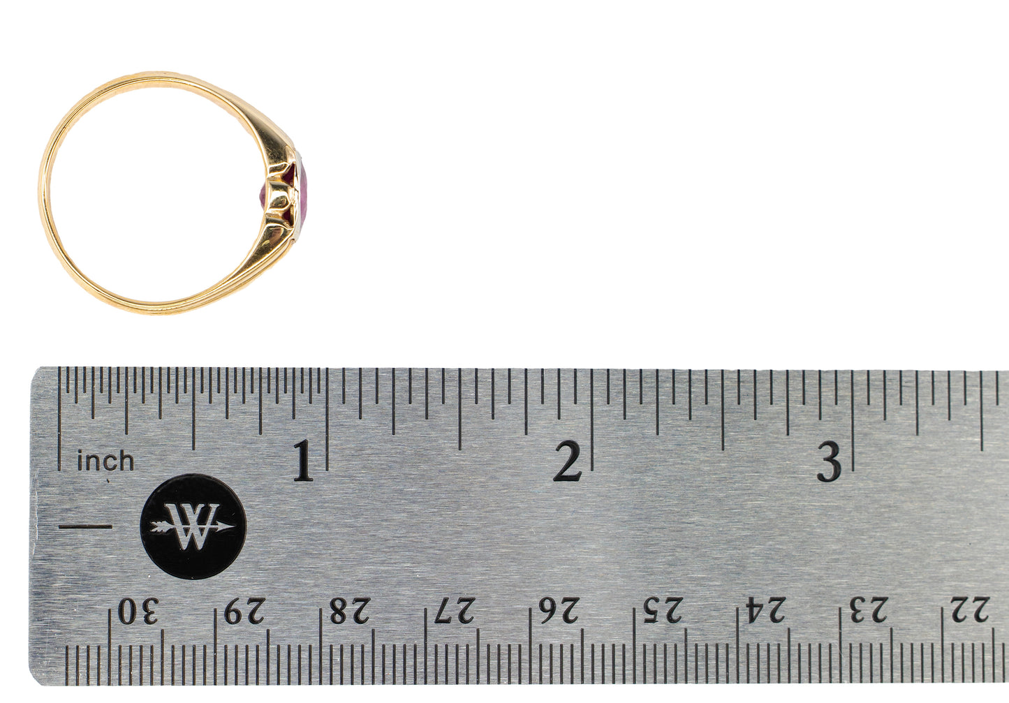 Natural Burmese Ruby and Diamond Ribbed Signet Ring
