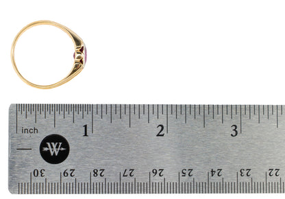 Natural Burmese Ruby and Diamond Ribbed Signet Ring