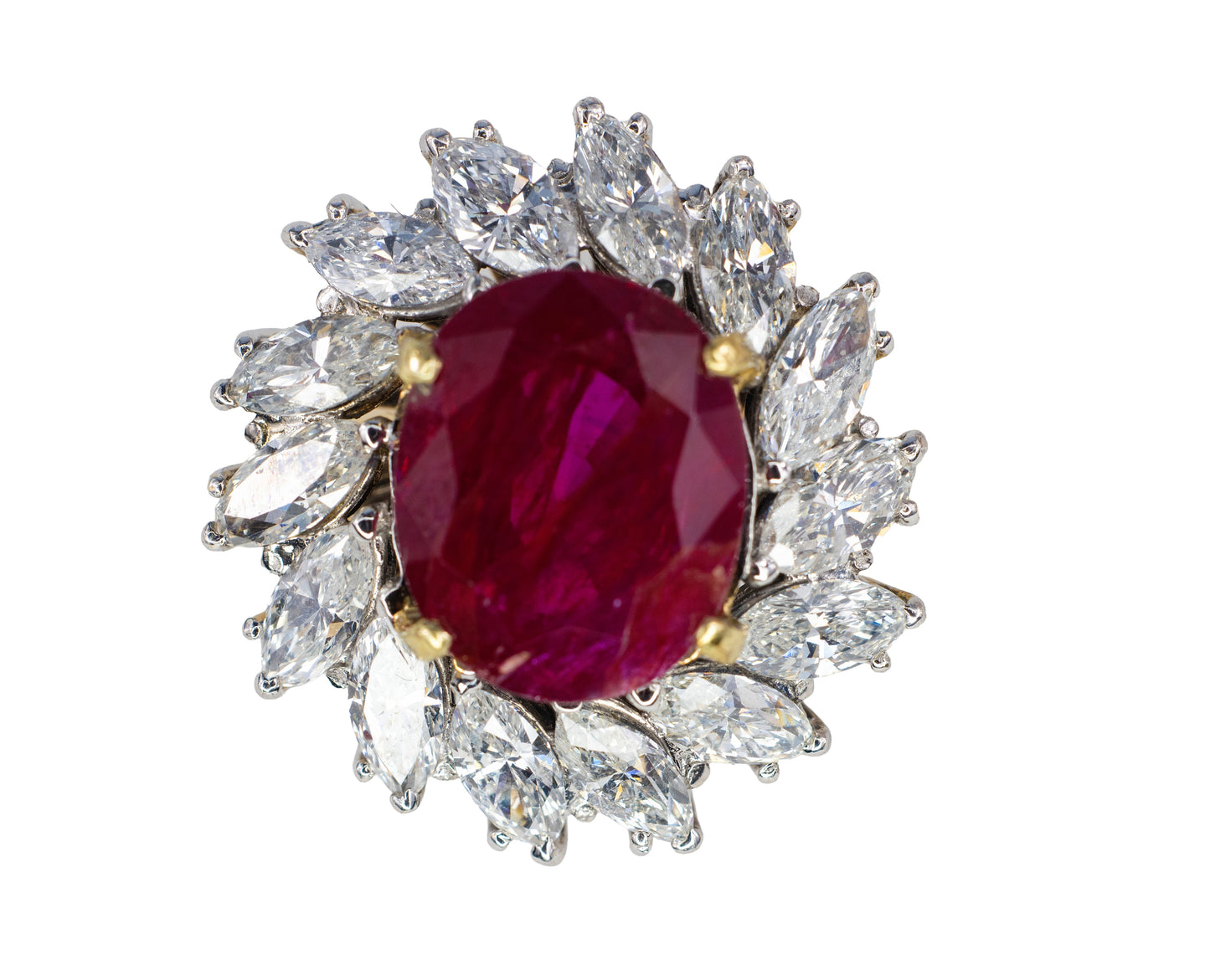 Oval Ruby and Marquise Diamond Ballerina Ring