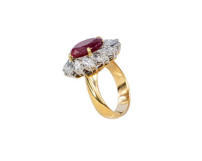 Oval Ruby and Marquise Diamond Ballerina Ring
